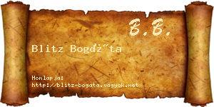 Blitz Bogáta névjegykártya